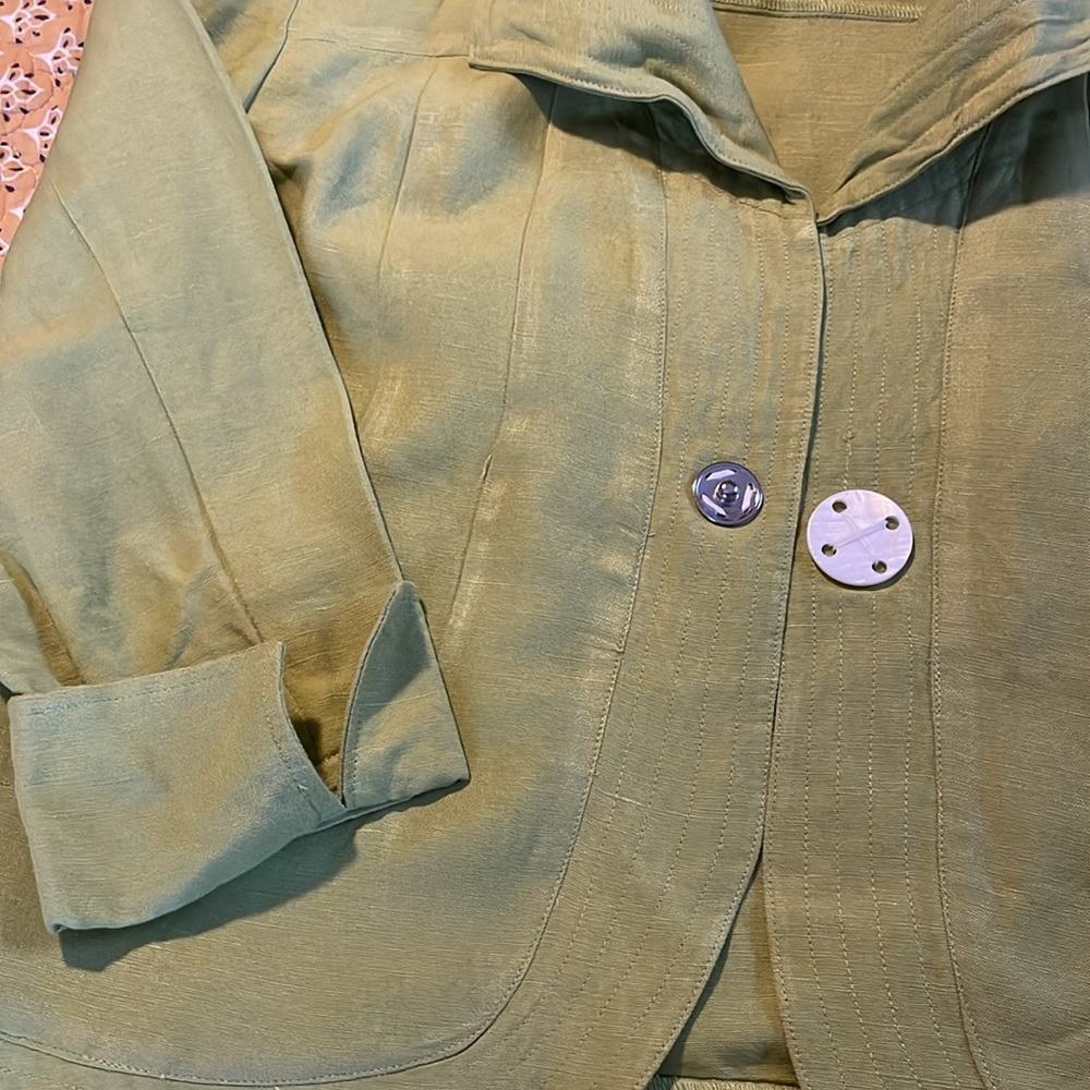 Linen blend green jacket - Picture 7 of 7